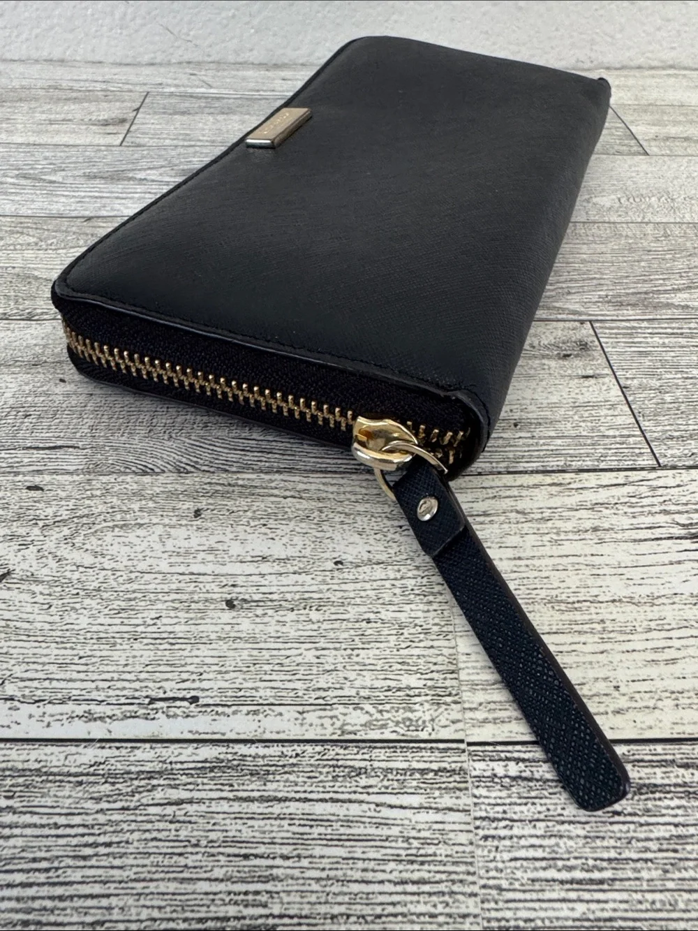 Kate Spade Black Leather Long 3/4 Zip Wallet